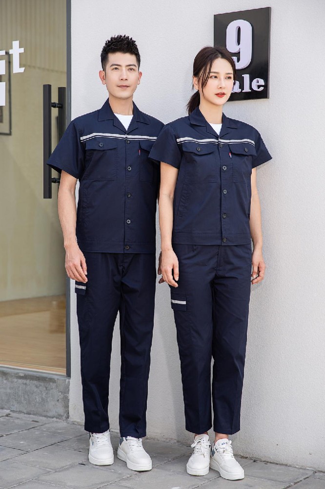 涤棉防静电夏季短袖夹克衫工装工作服厂服