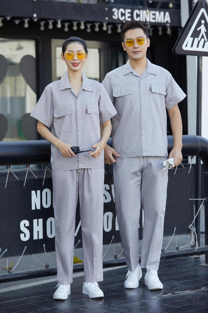 短袖夏季全棉夹克衫工作服