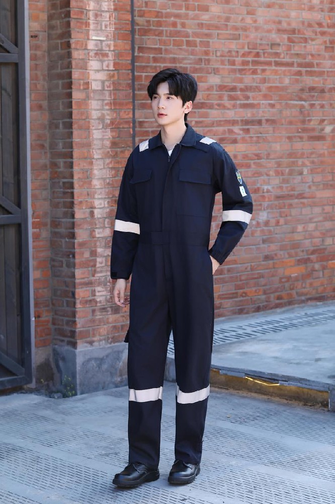 四色全棉网格防静电秋冬连体服