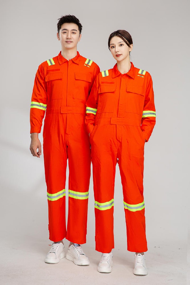 绿色反光条三色全棉连体服